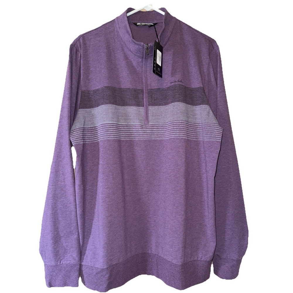 NWT Travis Mathew Mens Large Purple Quarter 1/4 Zip Performance Stretch Golf